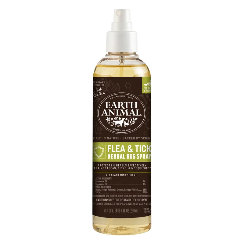 Earth Animal Flea & Tick Herbal Bug Spray Safe for Dogs & People, front of the package