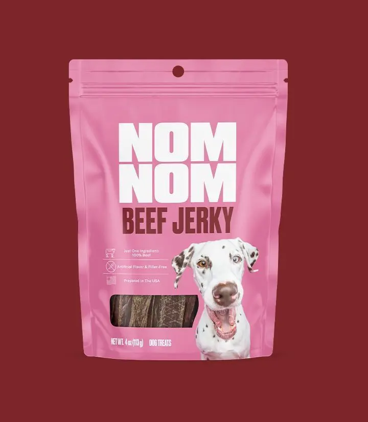 Nom Nom Beef Jerky, front of the package