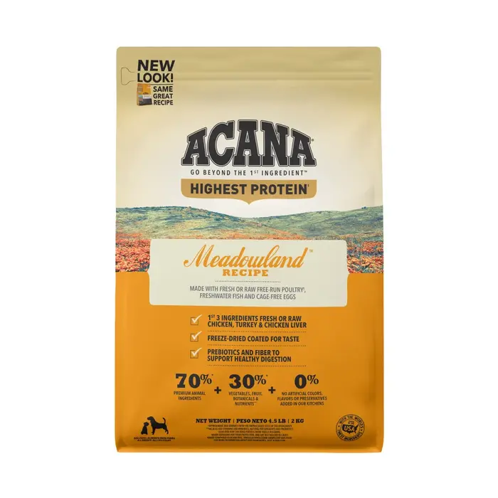 Highest Protein Meadowland Recipe For Dogs package