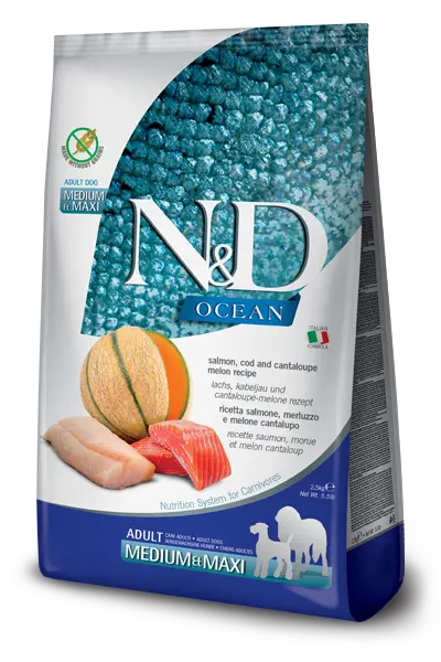 N&D Ocean Salmon & Cod Recipe For Dogs package